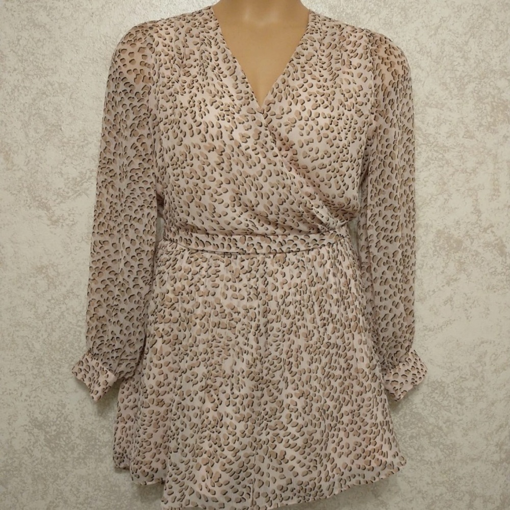 Express Leopard Print Long Sleeve Romper